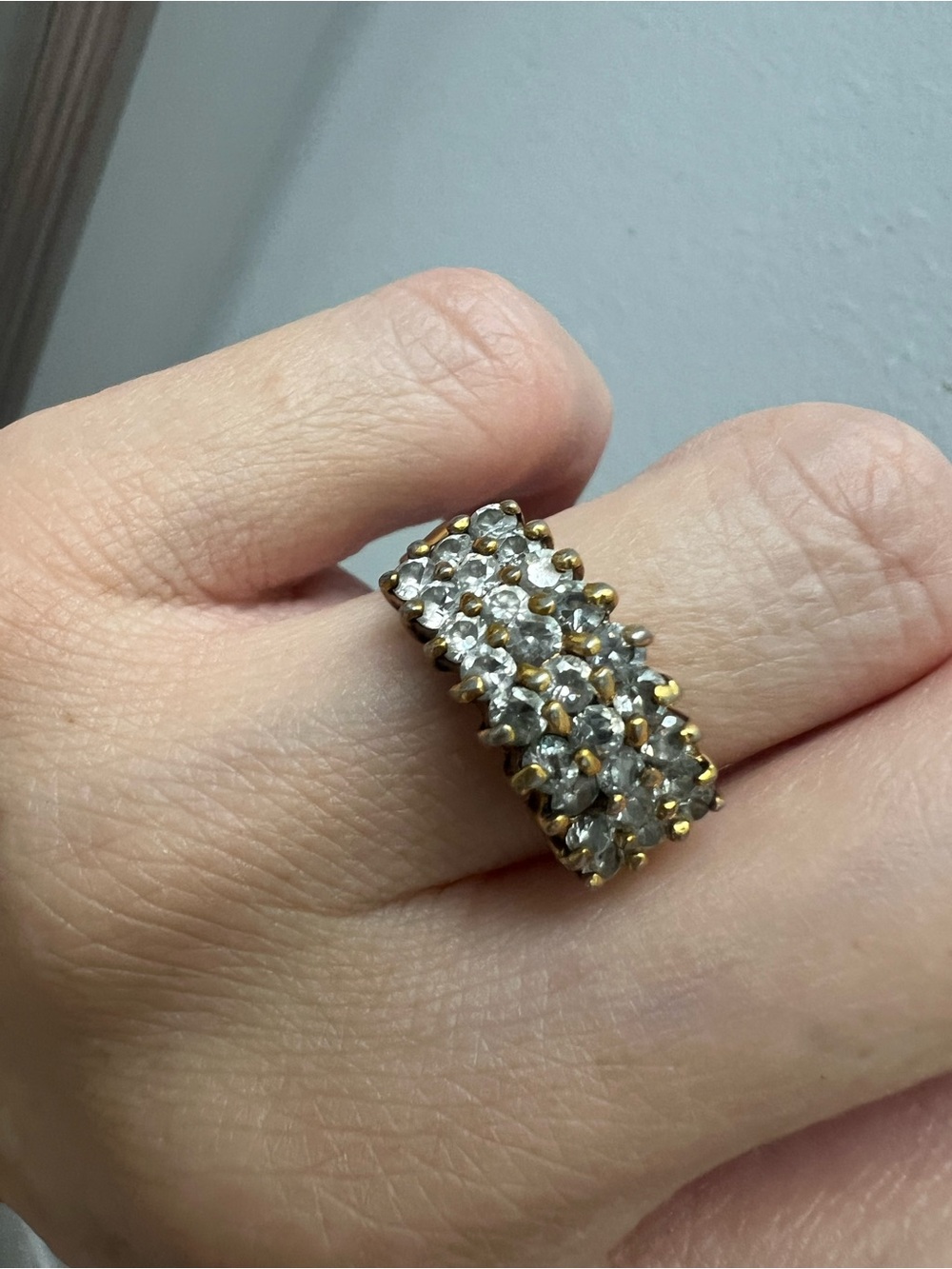 Goldtone Pavé Crystal Band Ring Read below